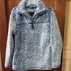 Zenana Outfitters Blue and White Sherpa Jacket